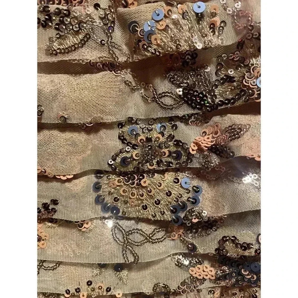 New Rachel Parcell Pink Sequin Tulle Embroidered Short Sleeve Dress Size 8 - Picture 9 of 13